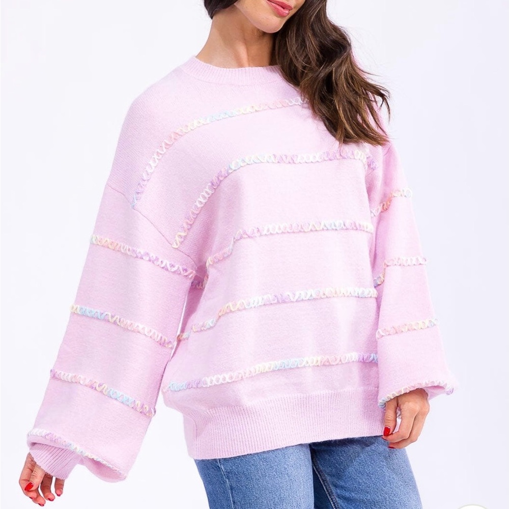 Pink Women's Sweater with Iridescent Accents